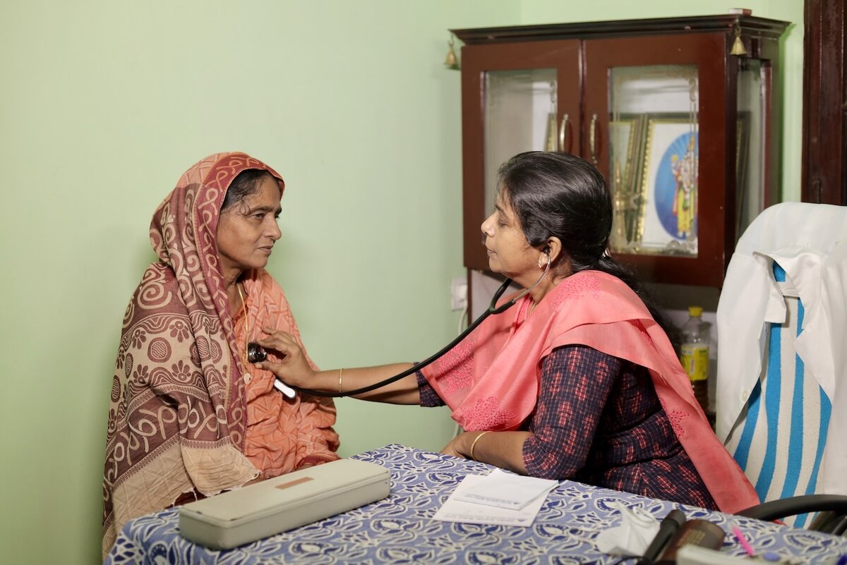 Dr. Sreeju during patient consultation