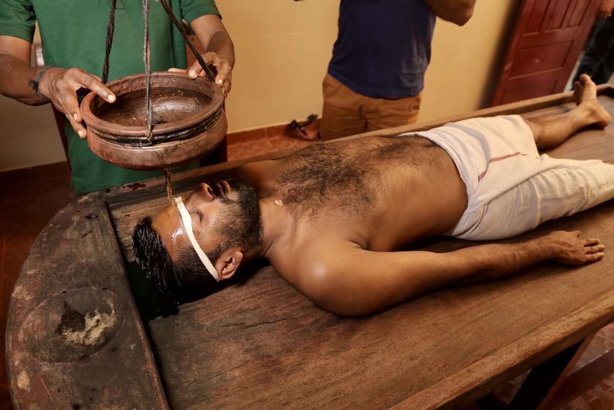 Ayurvedic treatment in progress